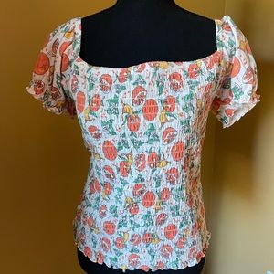NWT orange bird Disney world 50th anniversary puff sleeved top